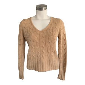 Adrienne Vittadini Tan V-Neck Sweater